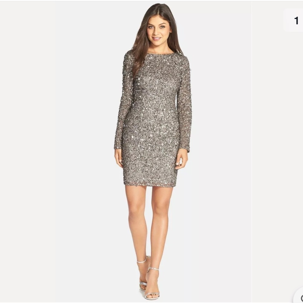 Adrianna Papell Sequin Cocktail Dress sz 8
